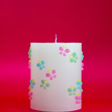 細工蝶々ろうそく(M)青・ピンク・緑