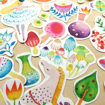 フレークシール44枚　絵本から出てきたような モチーフ