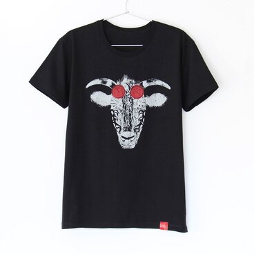ウシくんのTシャツ　black x silver