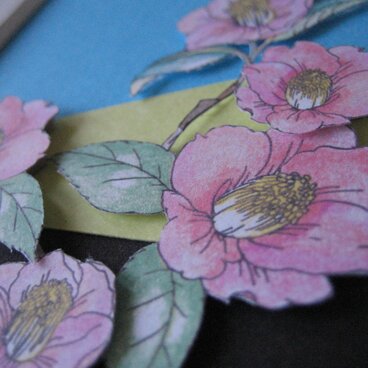 フリーメッセージカード Ｌ額縁入り 【つばき】（青緑黒）