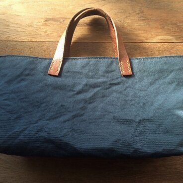 ■ nori. 帆布+レザー持ち手 トート　ネイビー+濃茶