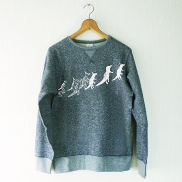 ワニの行進 クルーネックスウェット　ヘザーネイビー