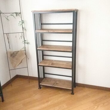 新作60cm幅【アイアン×ウッド4段ブックシェルフ~プロヴァンス風】