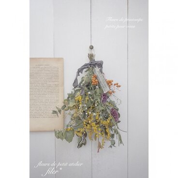 ミモザとハーブリーフのスワッグ