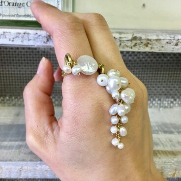 しだれリング（淡水パールホワイト）