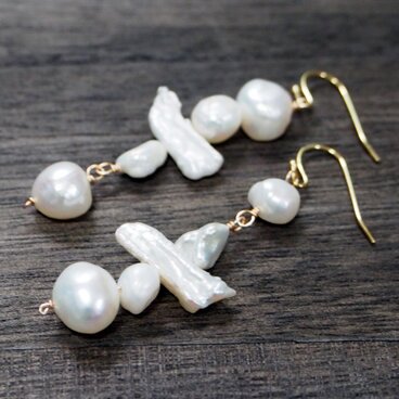 淡水パールのbigピアス(14kgf変更可)