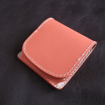 タンニンなめし牛革ボックス型コインケース・ピンク