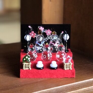 【受注制作】ガラス雛 五人飾り ミニ