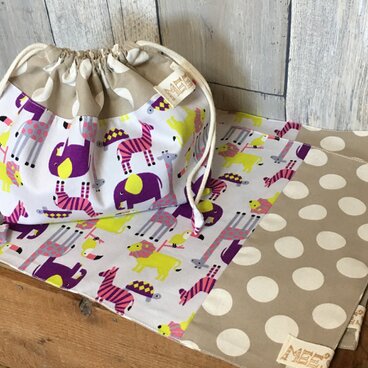 【通園通学】カラフル動物柄ランチセット