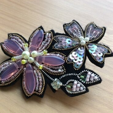 [受注制作] 桜ブローチ [夜桜　その②]