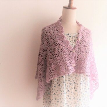 ピンクラベンダー色のショール兼マーガレット