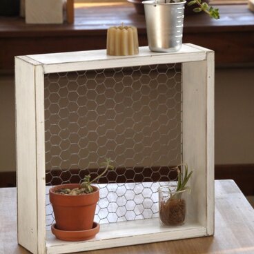 無垢材の四角いラック（ホワイト）