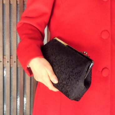 冬銀河　シルク西陣織　黒クラッチバックバック　