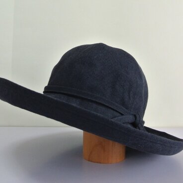 MC-1　６枚はぎの丸い帽子　麻ネイビー