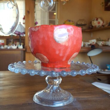 赤の水玉フリーカップ