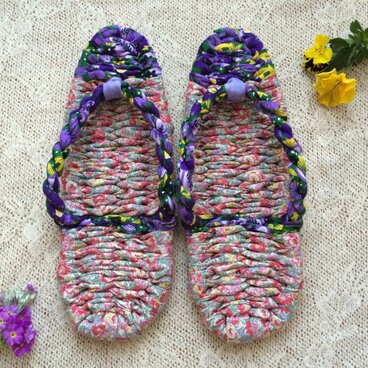 布ぞうり 〈お花畑のパンジー〉Mサイズ ※再入荷