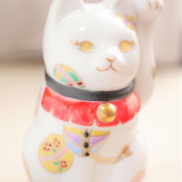 ＊受注制作＊金彩鞠柄招き猫