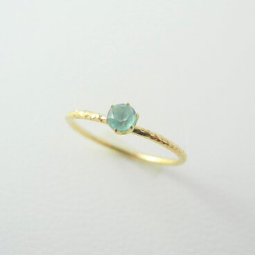 季節のかけら　ピンキーリング　グリーントパーズ　K18イエローゴールド