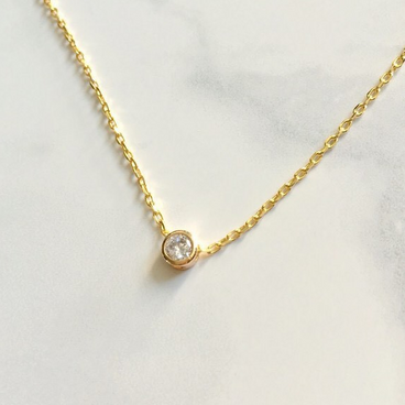 ジルコン一粒ゴールドフィルドネックレス　