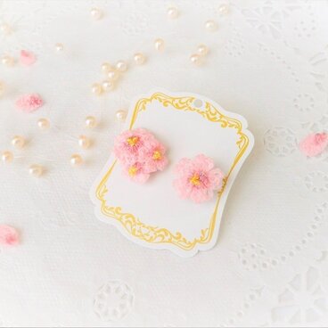 受注制作＊桜ピアス（レース編み）