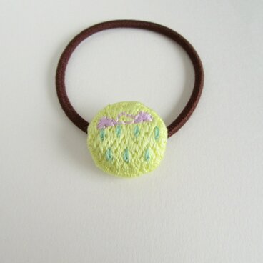 『レモンカラーの雨もよう』ヘアゴム