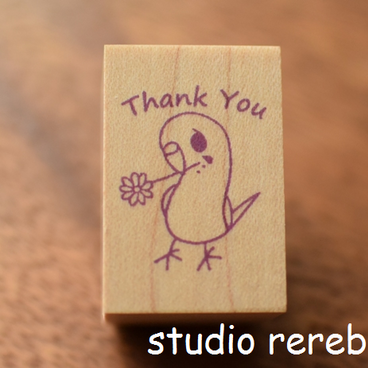 可愛いインコと一緒に伝えるthank youスタンプ・はんこ