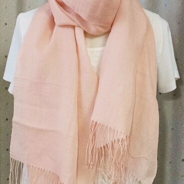 手織ストール＊格子のさくら