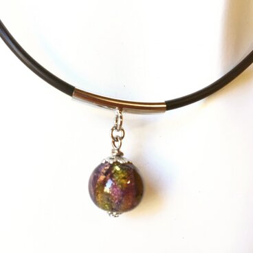 とんぼ玉　チョーカー　【T字　パープル】