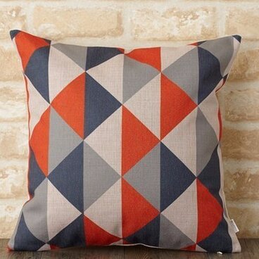 クッションカバー 45×45cm 北欧デザイン オレンジグレーダイヤモンド jubileecushionor013