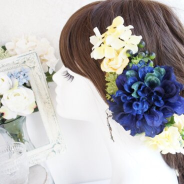 Blue Dahlia*　＊サムシングブルー＊blue＆yellowのヘッドフラワー　