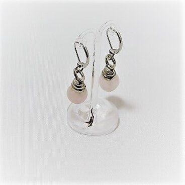 再販！ローズクォーツのピアス・電球型【silver】