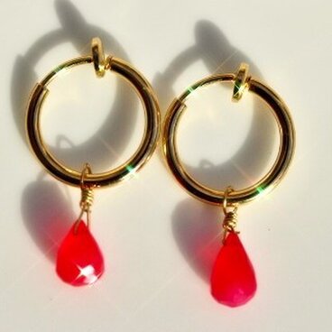 14kgf ストロベリーピンクカルセドニー＊イヤリング