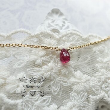 ルビーひと粒ネックレス*K14GF*A
