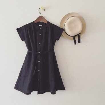 linen gathered onpiece＊black＊S