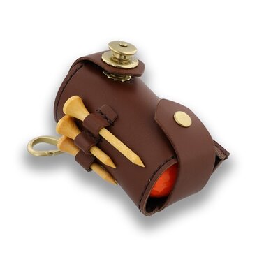 【 本革製ゴルフボールポーチ・ドイツホック式キーホルダー 】(TSレザー)