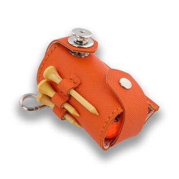 【 本革製ゴルフボールポーチ・ドイツホック式キーホルダー 】(GRレザー)