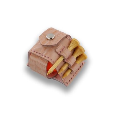 【 本革製ゴルフボールポーチ・ホック式シングル 】(ECレザー)