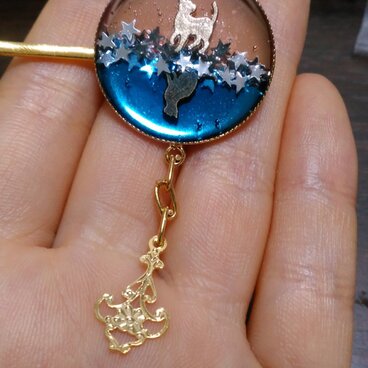 星渡る猫のきらきらヘアピン