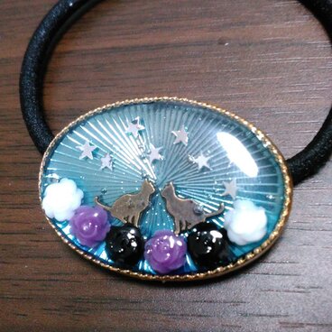 猫と星と花のヘアゴム