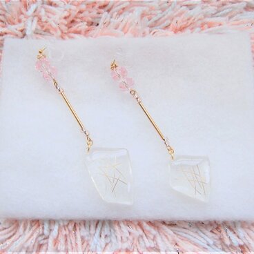 【桜雫】ノンホールピアス★シンプル 透明 大人アクセサリー