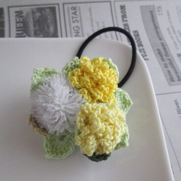 たんぽぽと綿毛ヘアゴム