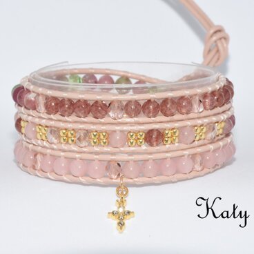 ピンクトルマリンのラップブレスレット 732