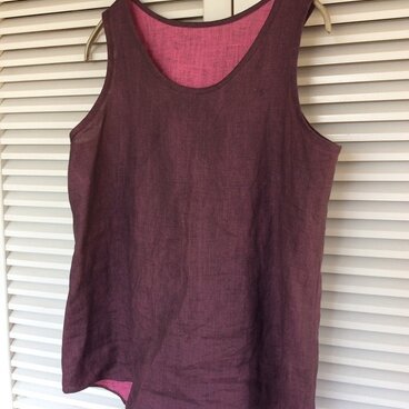 受注制作：とっておきのリネン～墨塗フランダースエンジェル・ピンクのノースリーブブラウス