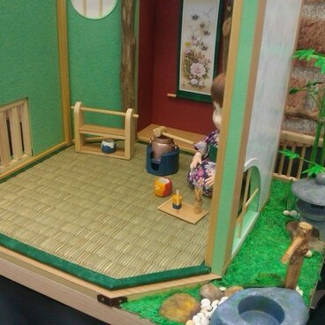 サンプル・1/12 坪庭を愛でる　茶室・ミニチュア模型・ドールハウス。