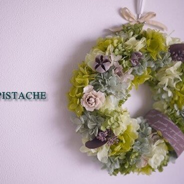 あじさい＆ユーカリリース（グリーングラデーション）