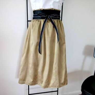 ★夏近！カーキのシンプル。ギャザースカート★通勤・お仕事にも！