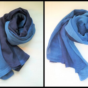 藍染　グラデーション　ガーゼストール