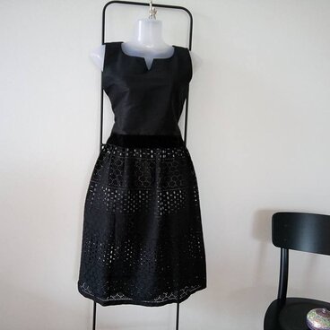 ★夏近・透け感たっぷりコットン・レースのスカート★ブラック★