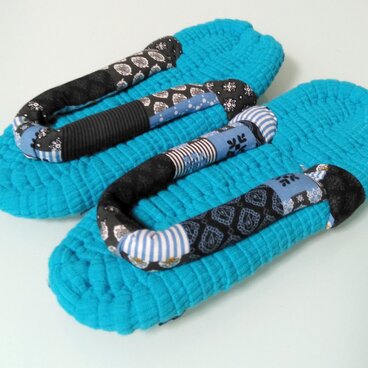 布ぞうり《水色・柄》22.5〜24.5cm