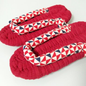 布ぞうり《赤・柄》22.5〜24.5cm